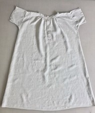 Antique French Linen Night Shirt Tunic Smock Chemise Rustic Red Monogram AB