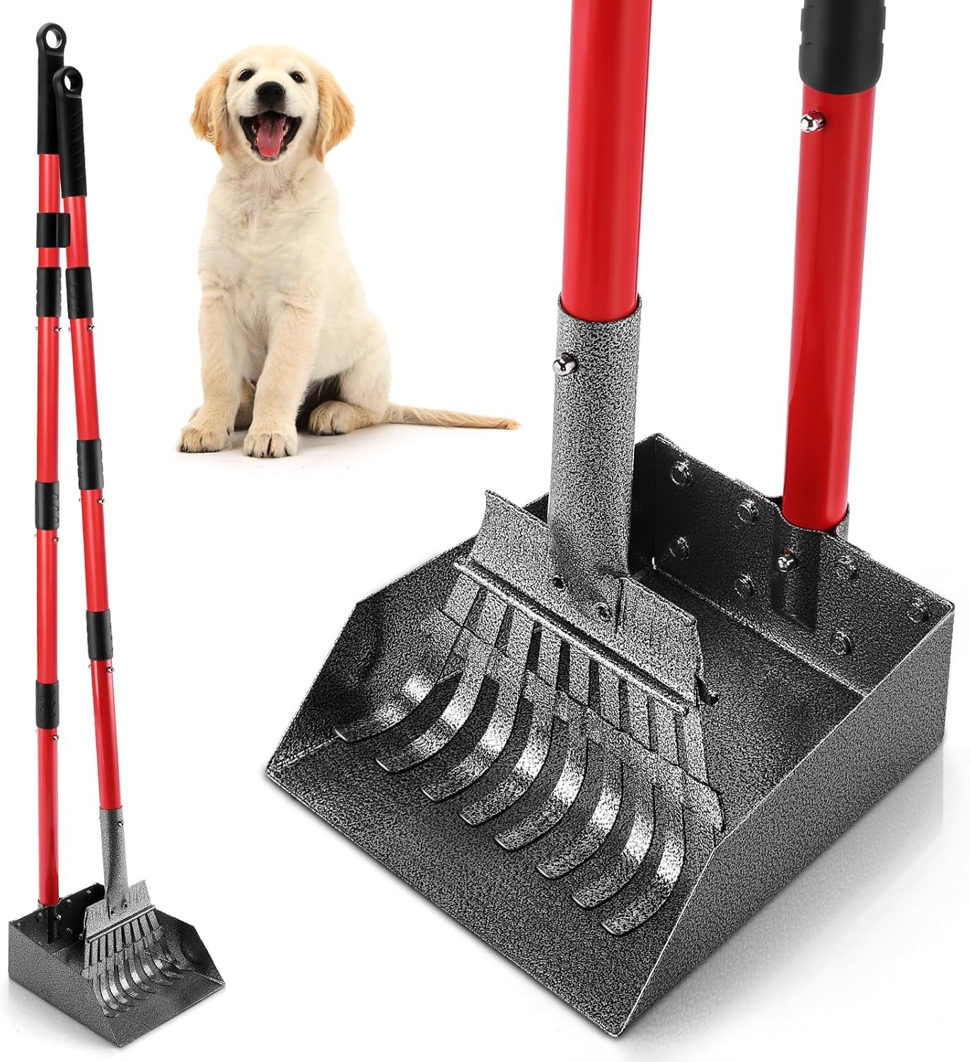 Pooper Scooper for Dogs, Sturdy Stainless Steel Dog Poop Scooper for Large Medi