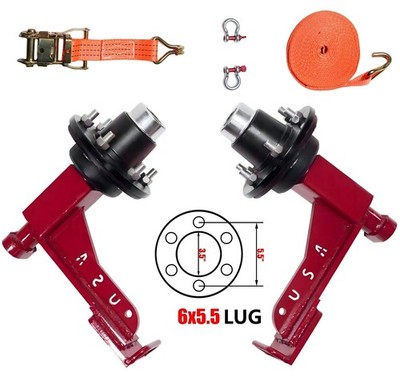 2-Pack 15000lbs Shipping Container Wheels，6x5.5 Lug，Heavy-Duty Container Axles
