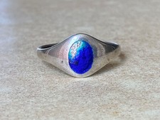 Antique European Silver Blue Enamel Ring Art Nouveau Wear or Repair UK Size Q