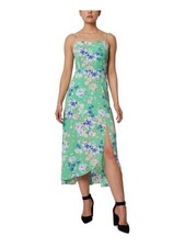 BCBGENERATION Womens Green Ponte-knit Leg Slit Hem Spaghetti Strap Midi Dress 2