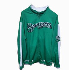 Mens Large Milwaukee Brewers Retro MLB Track Jacket  Full zip Mens Large