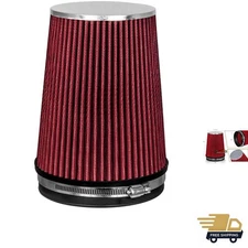 Universal 6" Inlet Red Cold Air Filter for Trucks - Washable & Durable Design