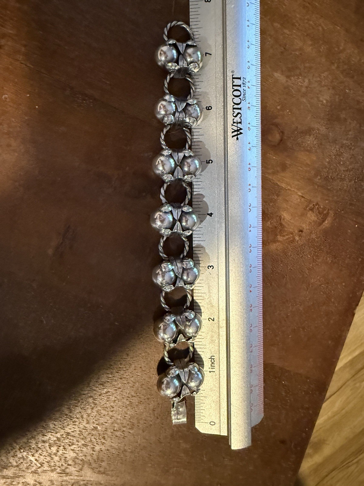 Sterling Silver Flower Bud Solid Link Bracelet 3D… - image 1