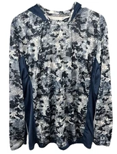 Huk Hoodie Mens L Blue Camo UPF Performance Fishing Long Sleeve Shirt Sun