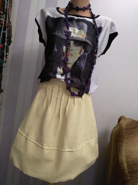 Women Franck Namani Skirt Yellow Silk 38