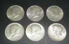 Six 1964 Kennedy Half Dollar. 90% Silver.  Very NIce Coins