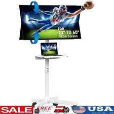 Adjustable Mobile TV Cart Rolling Stand 23 to 60 Inch LCD LED OLED Screens New