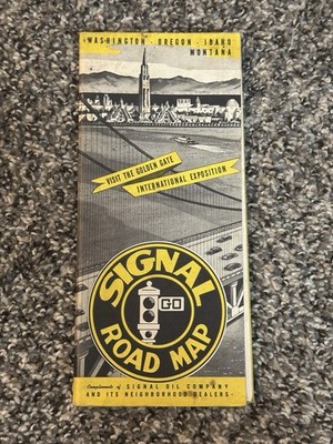 1939 Signal Oil Co Road Map: Washington Oregon Idaho Montana USED