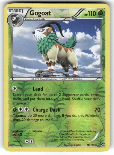 GOGOAT - 19/146 - Heavily Played - XY Base Set - REVERSE HOLO Rare - Pokemon