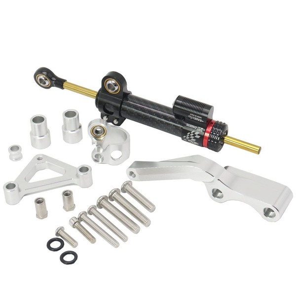 Eurowagens Motorrad Verstellbarer LenkungsdäMpfer Montagehalter Silber Halter-image