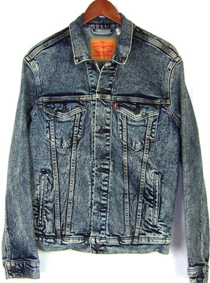 Levi's Stone Washed Button Up Stretch Denim Trucker Jean Jacket Men's Medium
