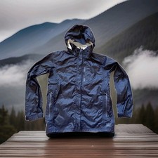 REI HOODED WINDBREAKER/RAIN JACKET size Large 14-16 Black Packable