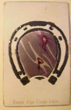 FRANCE PIN CUSHION PICTURE CARD HORSESHOE MINT (1910'S)