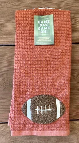 Game Day Game On Football Rugby Appliqué Kitchen Towels Set Of 3 NWT - Picture 2 of 6
