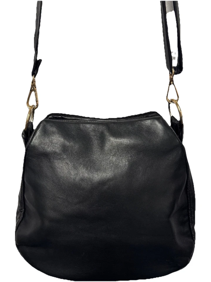 Bolso de cuero hecho a mano con cuentas de semillas checas bordado floral aspecto vintage hecho a mano Foto 3 de 4