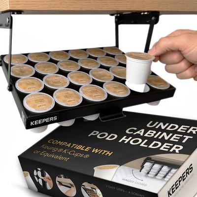 KEEPERS Under Cabinet K Cup Holder with Swing-Down Access   Space-Saving C