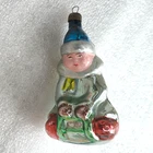 Vintage Christmas Silver Glass Ornament Tree USSR Xmas Antique Decor Kid on Sled