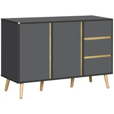 HOMCOM Sideboard Kitchen Cupboard w/ Adjustable Shelves, Double Doors Dark Grey