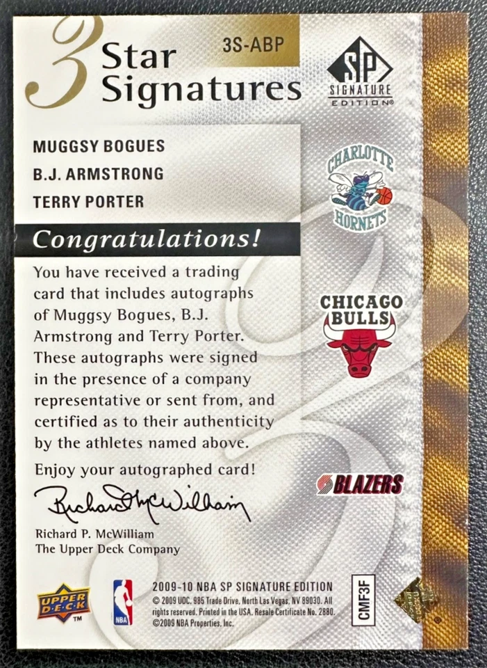 Bogues Armstrong Porter 2009-10 SP Edición Signature Triple Estrella Autógrafo 09/10 Foto 2 de 2