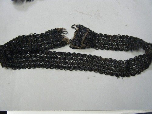 Antique Victorian Jet Black Glass Bead Hand Beaded Mourning Dress Collar/Trim 29