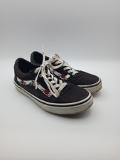 Vans Missy Kids Size 4 Black Roses Classic Floral