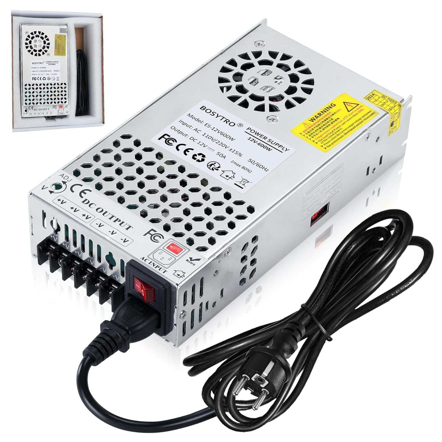 Alimentatore Switching 12V 50A 600W High-Power | Trasformatore LED CNC