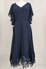 NWT JJ's House A-Line V-Neck Tea-Length Lace Chiffon Cocktail Dress Sequins Sz 8