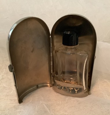 Vintage Coty Mini Empty Perfume Bottle in Metal Case