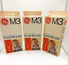 Lot of 3 Vintage GE M3 Flashbulbs Guaranteed Bulbs Camera Flash Lamp Pack USA