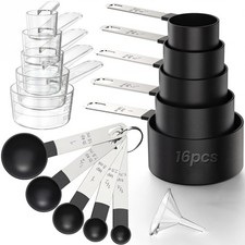 16PCS Measuring Cups and Spoons Set, Measuring Spoon Set with Metric and US M...