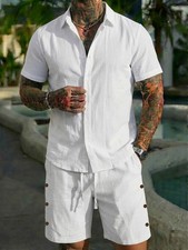 Mens Summer Track Suits 2 Piece Shorts Sets Short Sleeve Sweatsuit Outfits