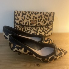 Dune Zebra/Animal Print Leather Shoes Size 37 and Matching bag