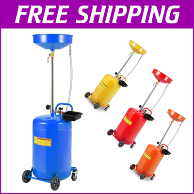 #ad 8 20 Gal Portable Waste Oil Drain Tank with Lift Pan Oil Drain Container w Wheel $118.79