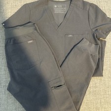 Womens Figs Rare Space City Grey Catarina and Zamora Joggers XXS/P Scrub Set