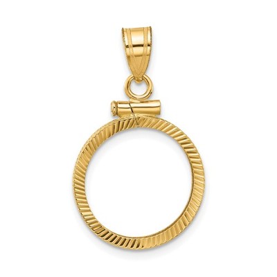 2.5 Peso Peso Coin Bezel 15.5mm Diamond-Cut Screw Top 14k Yellow Gold