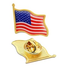USA fan merchandise pin with gold rim Stars & Stripes party decoration...