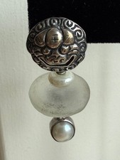 Handmade pearl, glass and silver pierced earrings