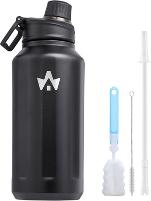 Alongsong Metall Isolier Trinkflasche mit Strohhalm 1 L, Edelstahl Flachmann für Ho...