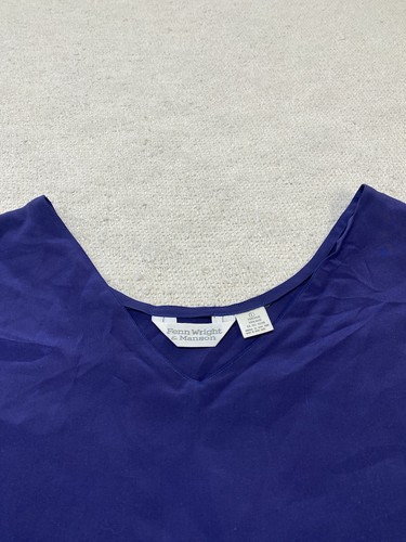 Fenn Wright & Manson Silk Blouse Shirt Women’s 1 Blue V-Neck 100% Silk - Picture 4 of 7