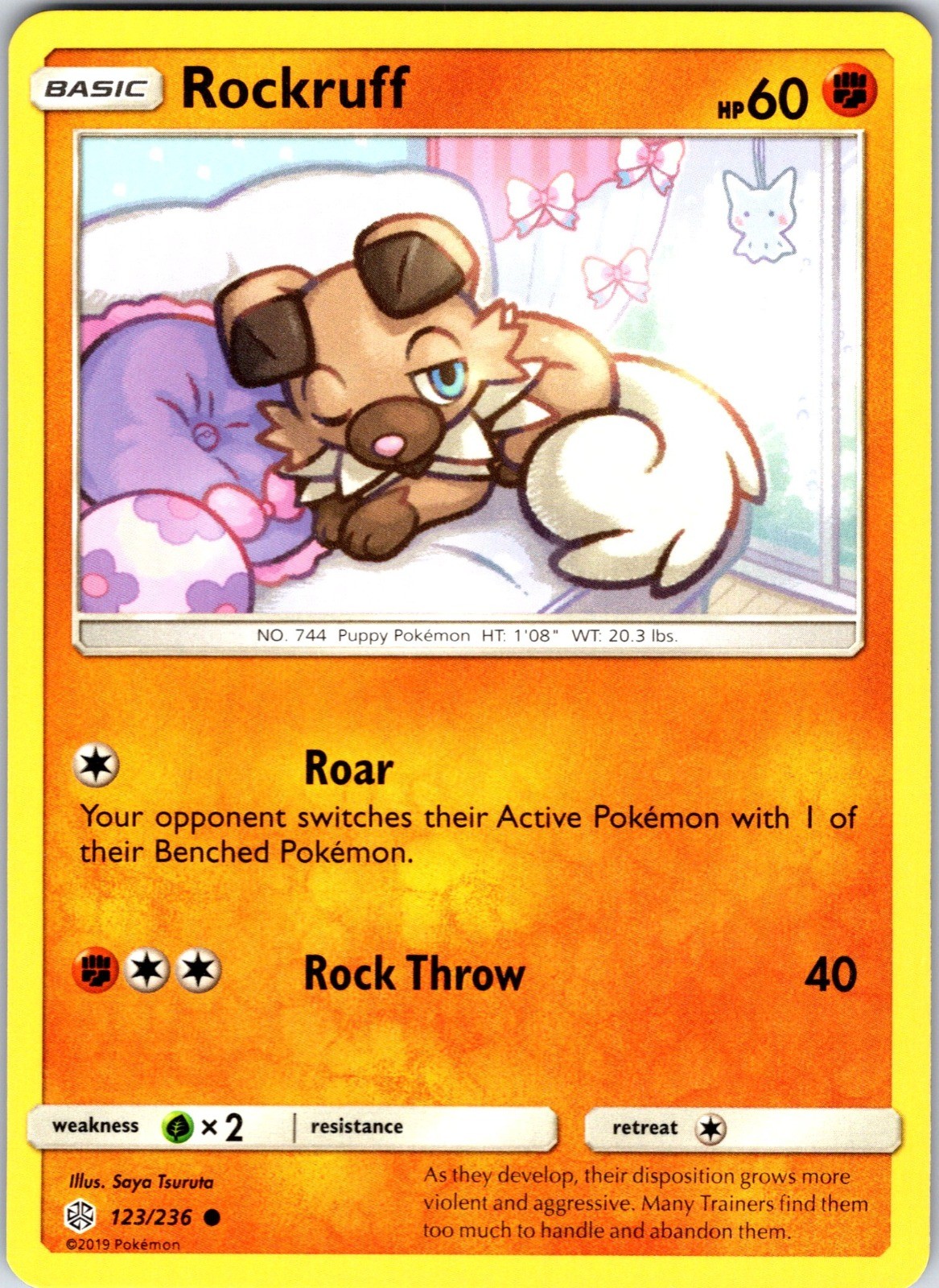 Rockruff Common SM - Cosmic Eclipse 123/236 NM