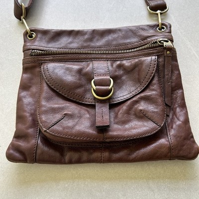 FOSSIL Purse Bag Sasha Brown Leather Buckle Crossbody Shoulder Vintage Unisex