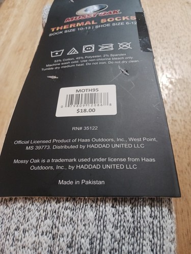 Mossy Oak Men's 2 Pack Thermal Full Cushion Boot Socks Black Gray Sz 6-12 NWT - Picture 5 of 5