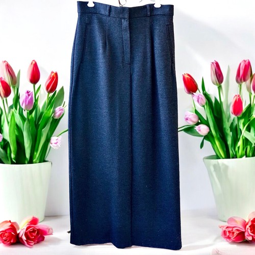 Willi Smith Maxi Skirt Stretch Womens 10 Charcoal Gray Side Slit Vtg 90's USA - Picture 2 of 13