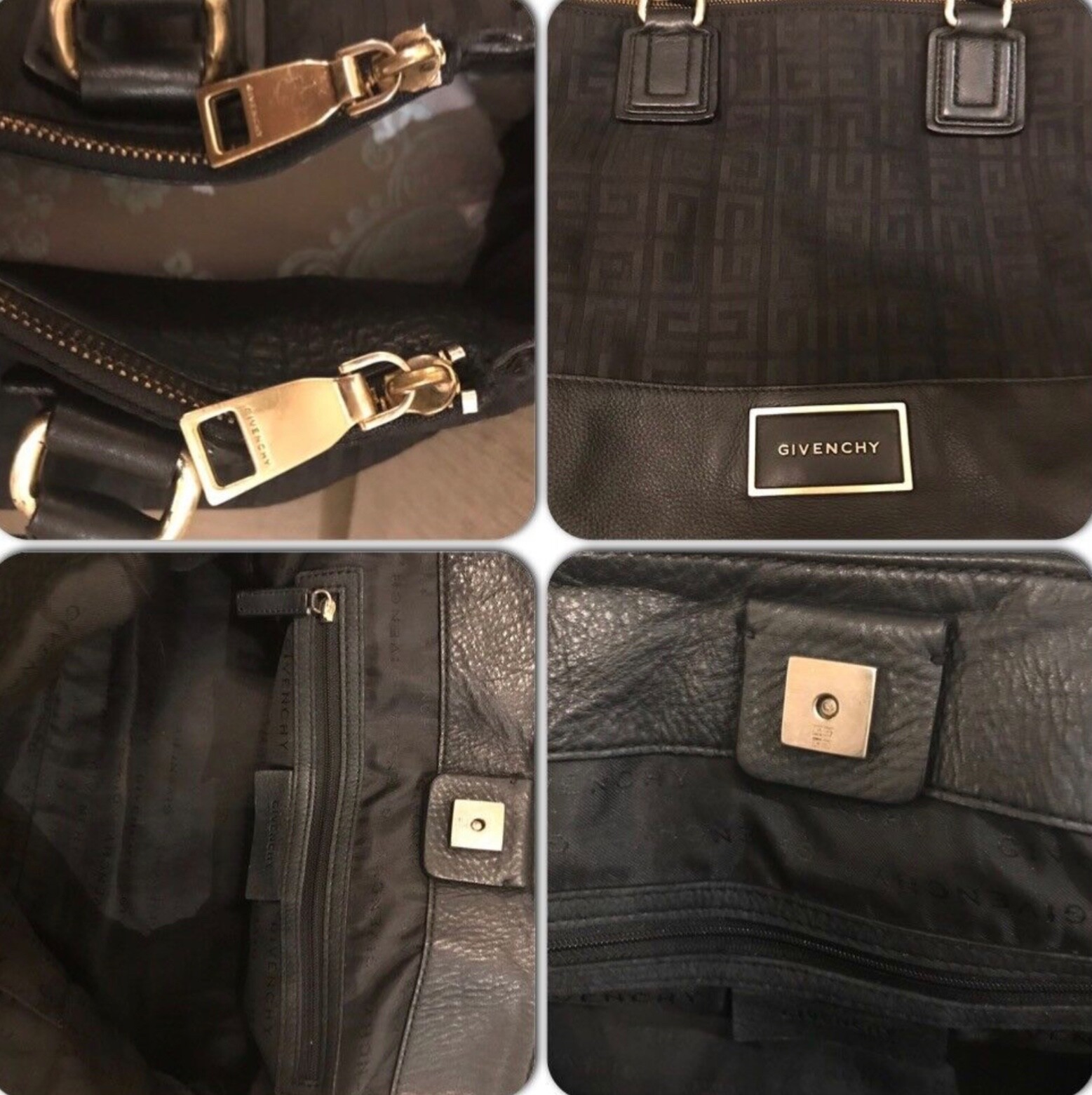 Givenchy Black Monogram Canvas Leather top handles tote Bag eBay