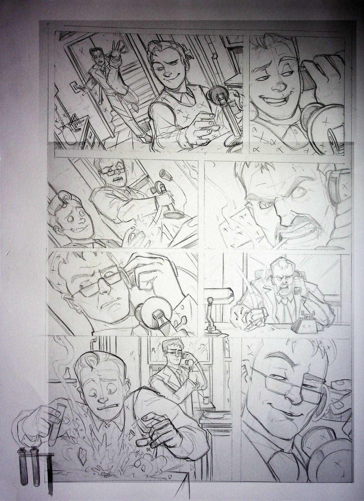 Airmale #1 MATT HEBB Original Hand Drawn Comic Page Ogopogo Press 12X17