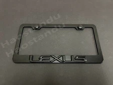 1x(BLK)LexusSTYLE 3D Emblem BLACK Stainless License Plate Frame Car Tag Holder