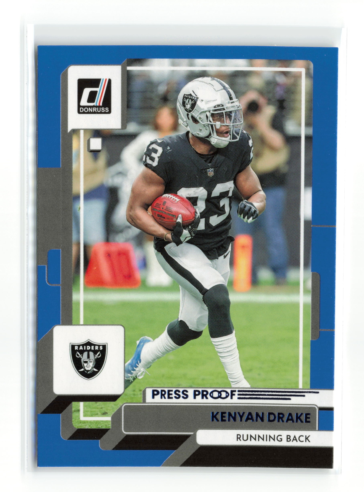KENYAN DRAKE #286 2022 PANINI DONRUSS RAIDERS BLUE PRESS PROOF