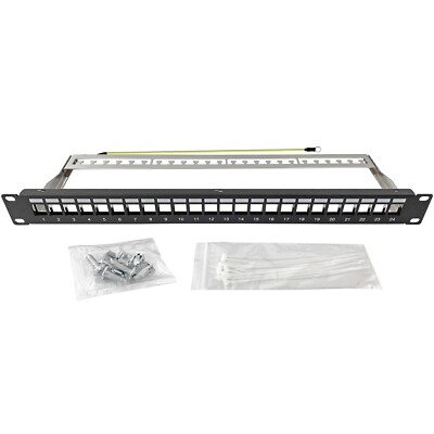 19'' Patchpanel Verteilerfeld 24 Port 1HE für Keystone Jack Modul Kabelmanagement