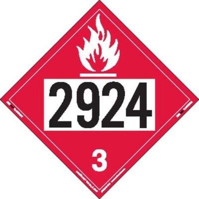 25 Pack Labelmaster  UN 2924 Flammable Liquid Hazmat Placard, E-Z Removable Viny